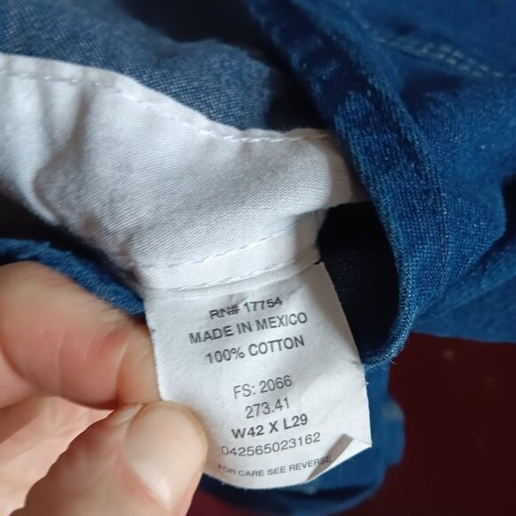 Men's 42x29 Vintage Key Denim Overalls Made Mexico 1990's Workwear Dark Wash - Picture 5 of 5